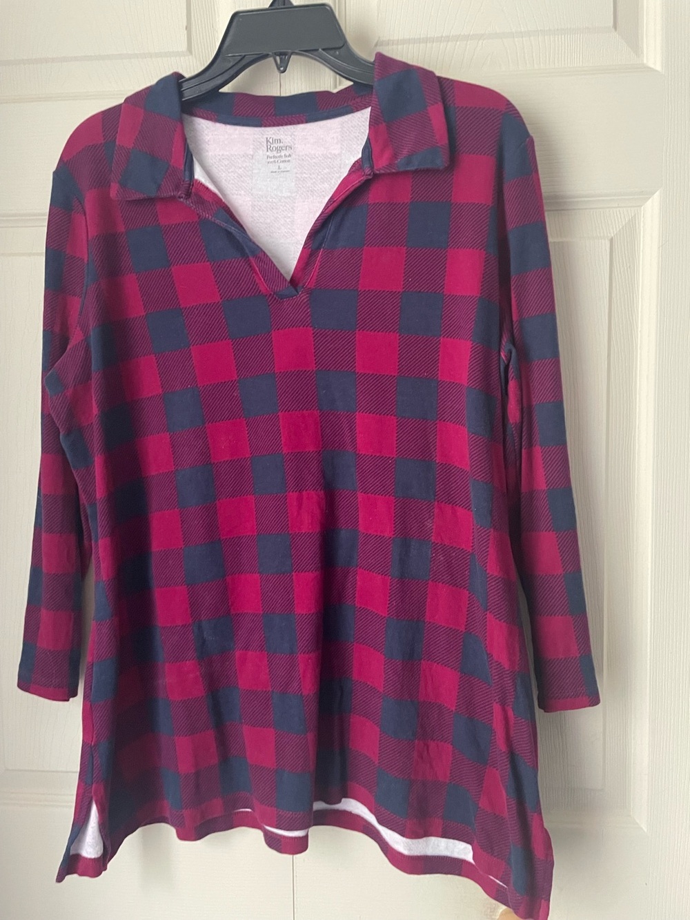 Tunic, burgundy & navy checked